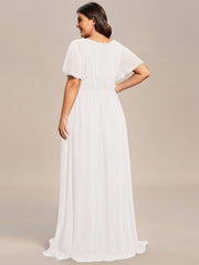Classic Chiffon Pleated A-Line Bridesmaid Dress with Short Sleeves