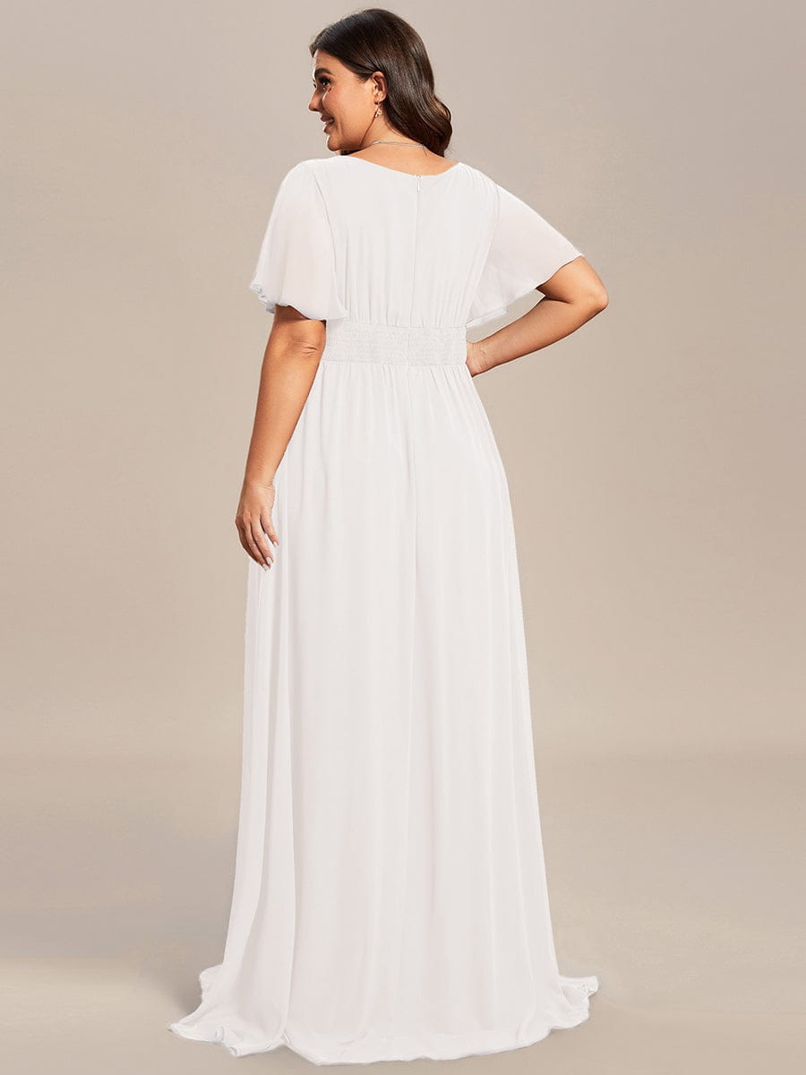 Classic Chiffon Pleated A-Line Bridesmaid Dress with Short Sleeves