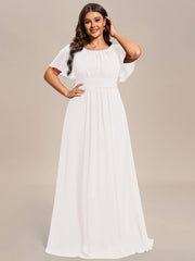 Classic Chiffon Pleated A-Line Bridesmaid Dress with Short Sleeves