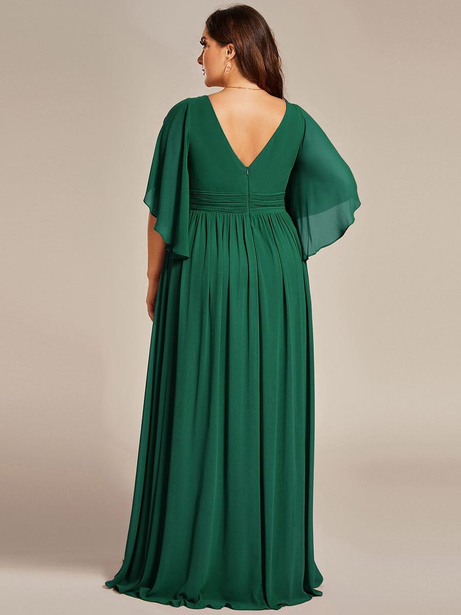 Feminine Plus Size A-Line V-Neck Chiffon Bridesmaid Dress with Half Sleeves