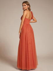 Beautiful Sweetheart One-Shoulder Tulle Bridesmaid Dress with Slit