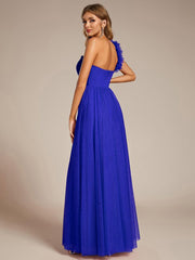 Beautiful Sweetheart One-Shoulder Tulle Bridesmaid Dress with Slit