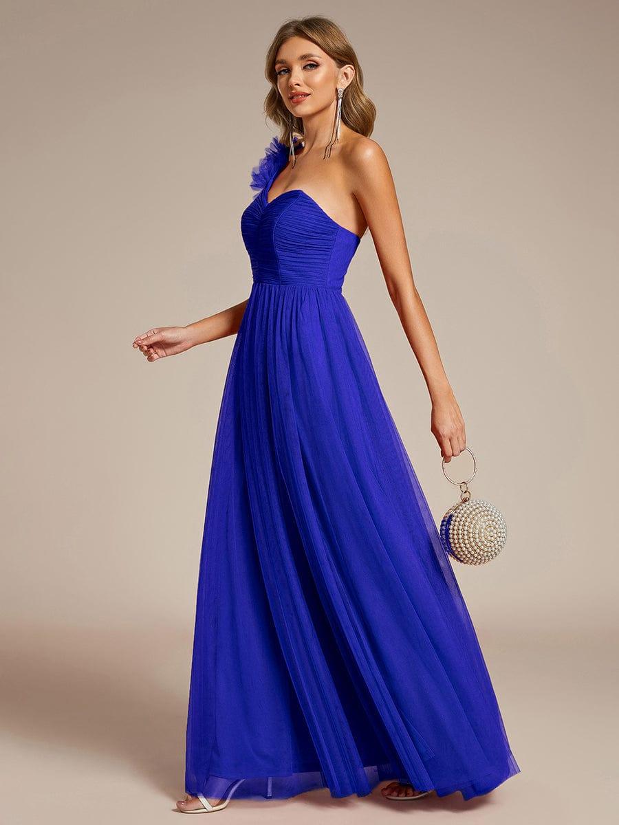 Beautiful Sweetheart One-Shoulder Tulle Bridesmaid Dress with Slit