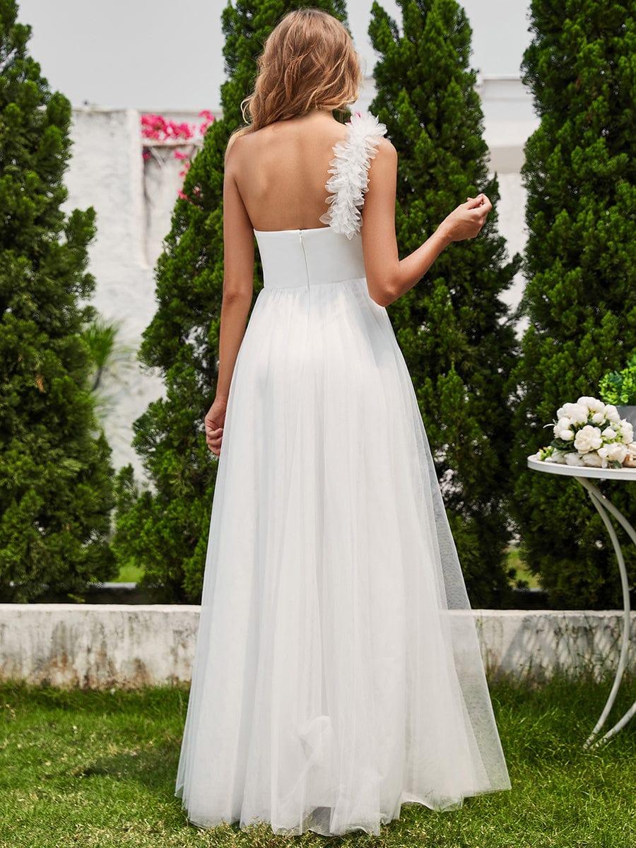 Beautiful Sweetheart One-Shoulder Tulle Bridesmaid Dress with Slit