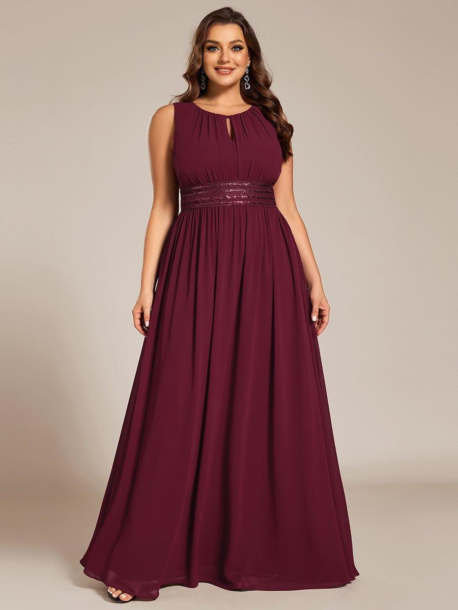 Elegant Plus Size Empire Sleeveless Chiffon Bridesmaid Dress