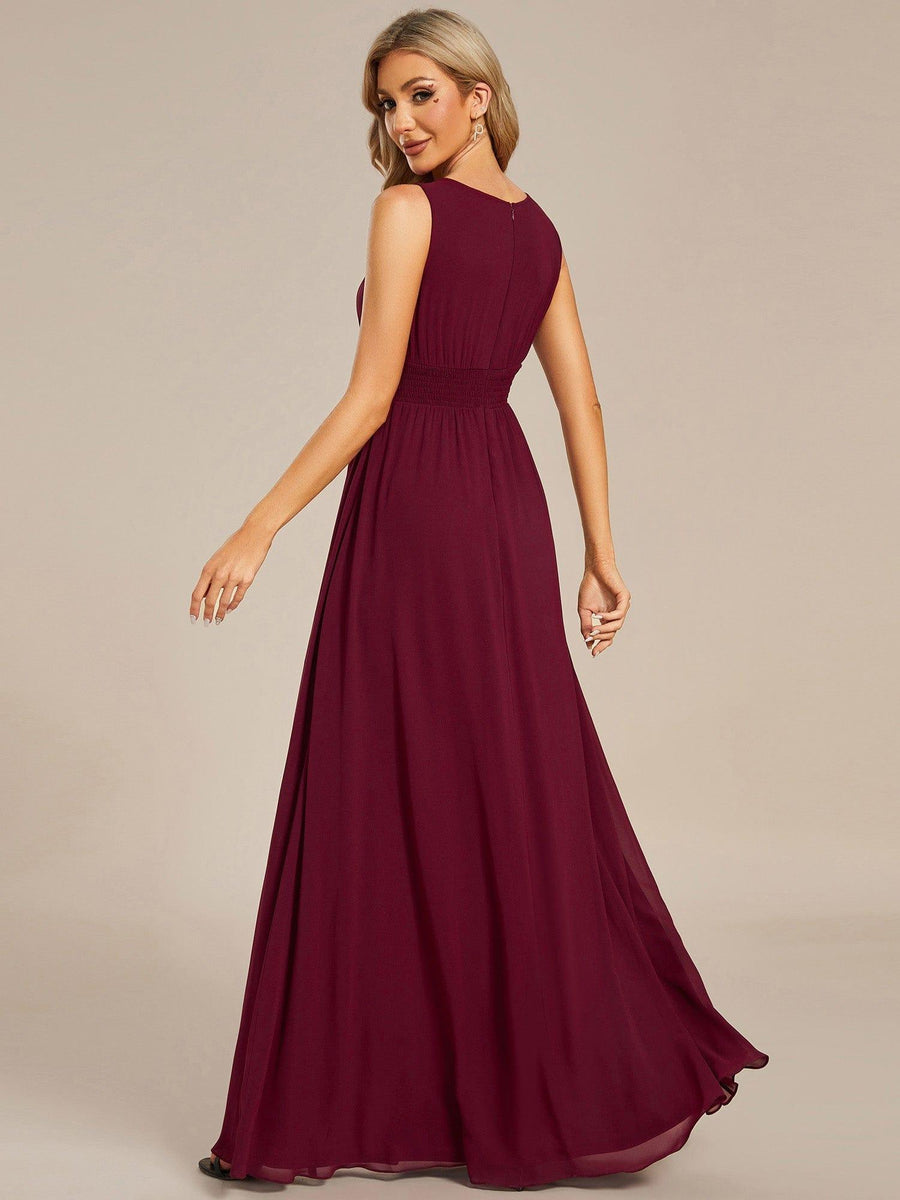 Chic Floor-length Sleeveless A-Line Chiffon Bridesmaid Dress