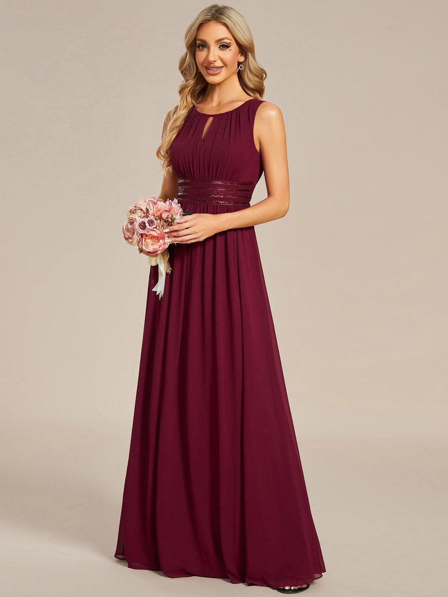 Chic Floor-length Sleeveless A-Line Chiffon Bridesmaid Dress