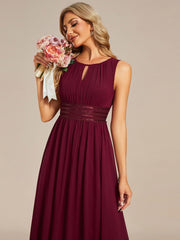 Chic Floor-length Sleeveless A-Line Chiffon Bridesmaid Dress
