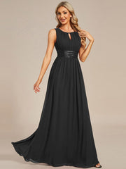 Chic Floor-length Sleeveless A-Line Chiffon Bridesmaid Dress