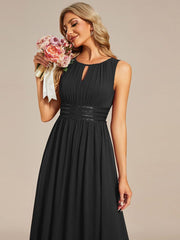 Chic Floor-length Sleeveless A-Line Chiffon Bridesmaid Dress