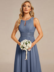 Chic Floor-length Sleeveless A-Line Chiffon Bridesmaid Dress