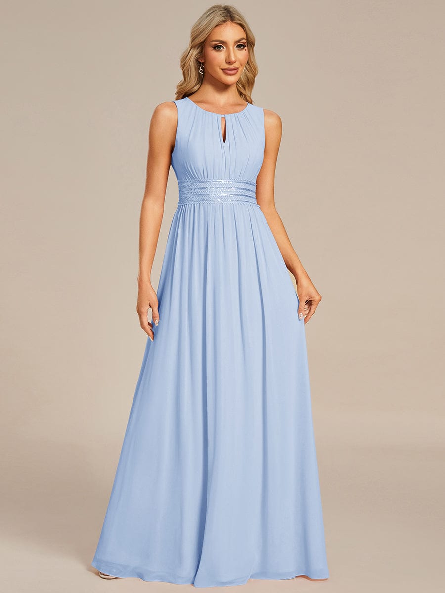 Chic Floor-length Sleeveless A-Line Chiffon Bridesmaid Dress