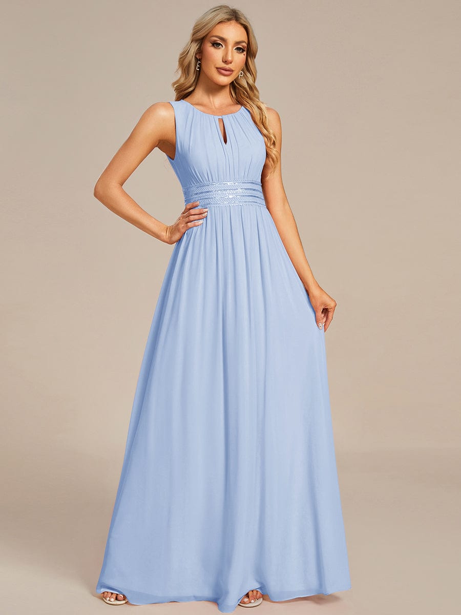 Chic Floor-length Sleeveless A-Line Chiffon Bridesmaid Dress