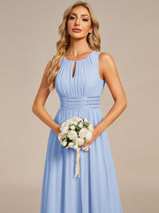 Chic Floor-length Sleeveless A-Line Chiffon Bridesmaid Dress