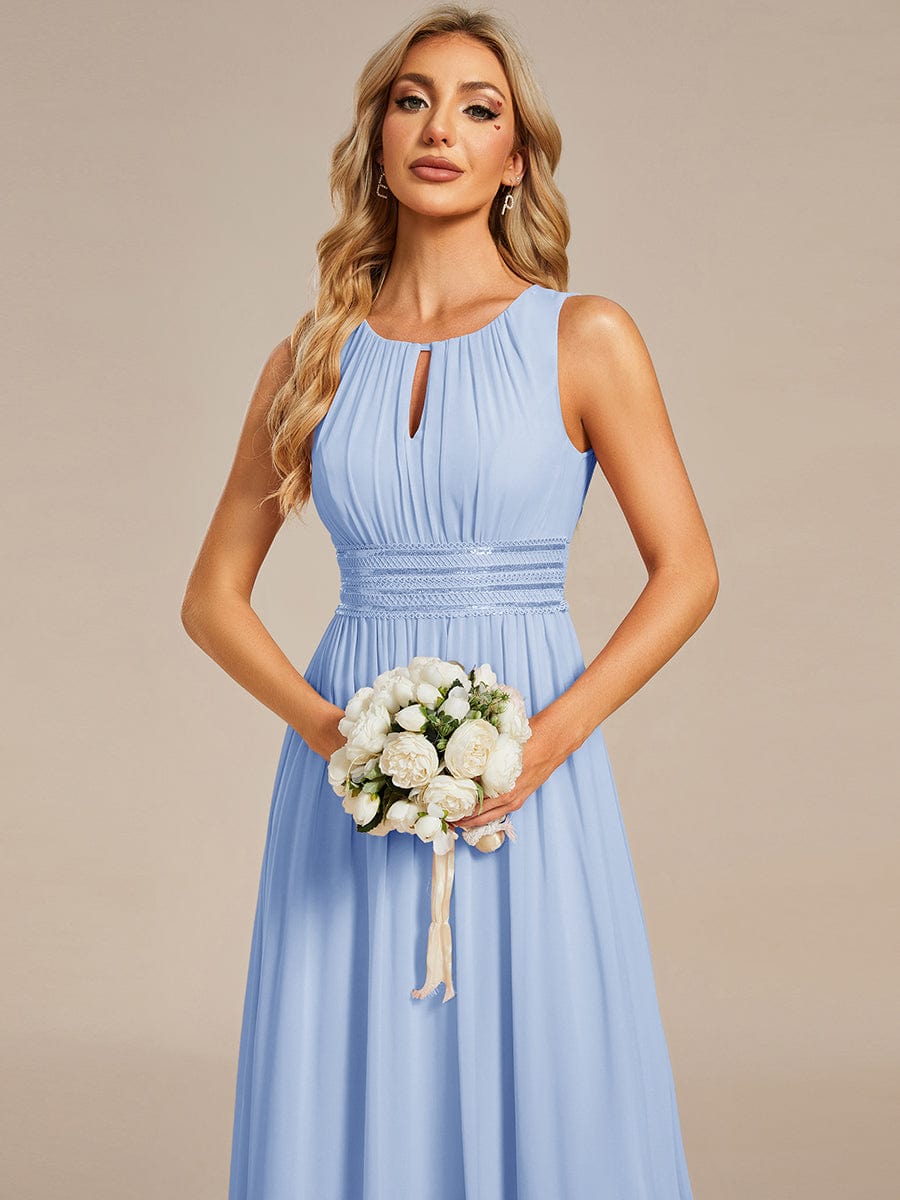 Chic Floor-length Sleeveless A-Line Chiffon Bridesmaid Dress