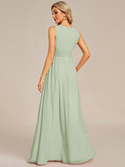 Chic Floor-length Sleeveless A-Line Chiffon Bridesmaid Dress