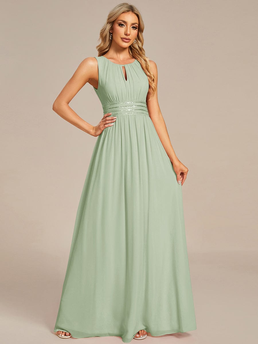 Chic Floor-length Sleeveless A-Line Chiffon Bridesmaid Dress