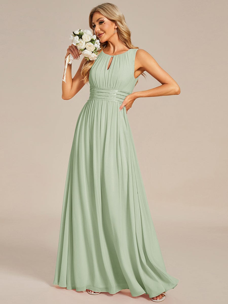 Chic Floor-length Sleeveless A-Line Chiffon Bridesmaid Dress