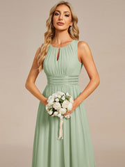 Chic Floor-length Sleeveless A-Line Chiffon Bridesmaid Dress