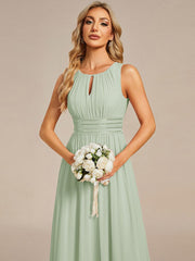 Chic Floor-length Sleeveless A-Line Chiffon Bridesmaid Dress