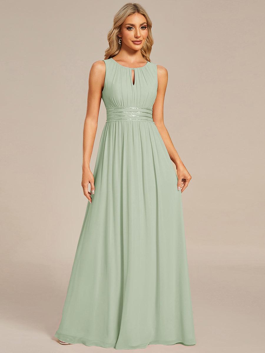 Chic Floor-length Sleeveless A-Line Chiffon Bridesmaid Dress