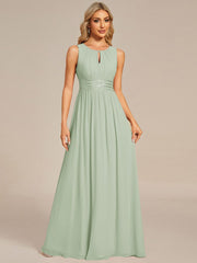 Chic Floor-length Sleeveless A-Line Chiffon Bridesmaid Dress