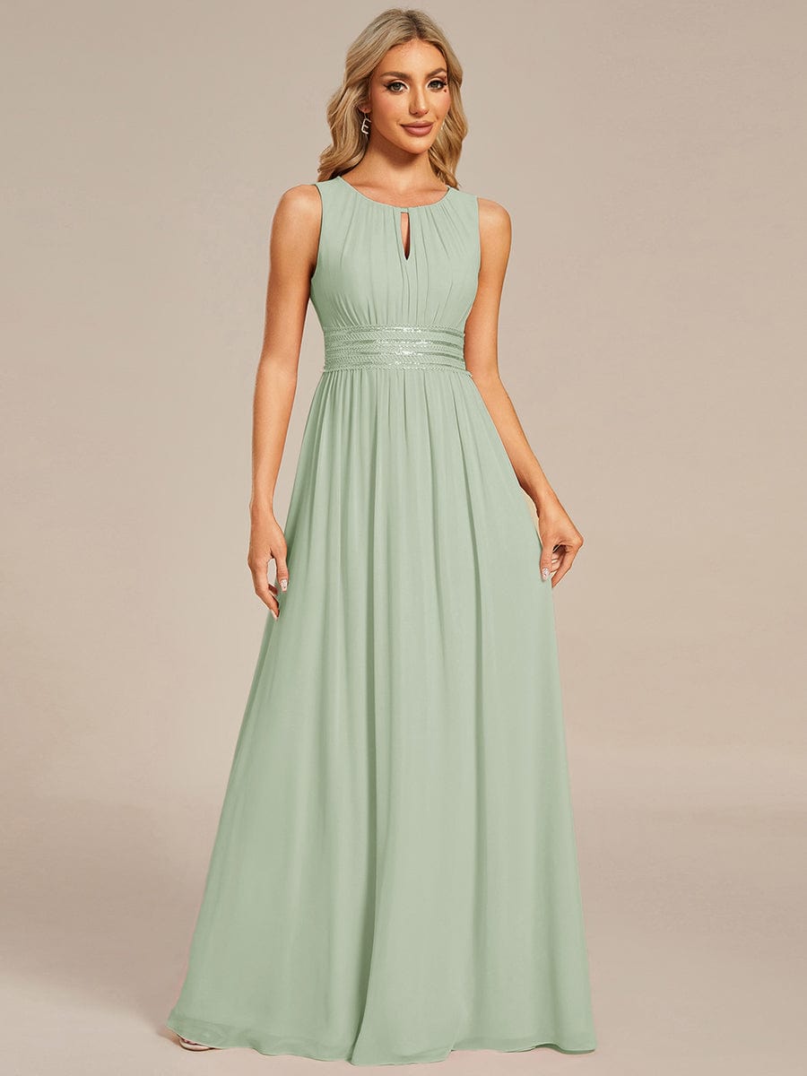 Chic Floor-length Sleeveless A-Line Chiffon Bridesmaid Dress