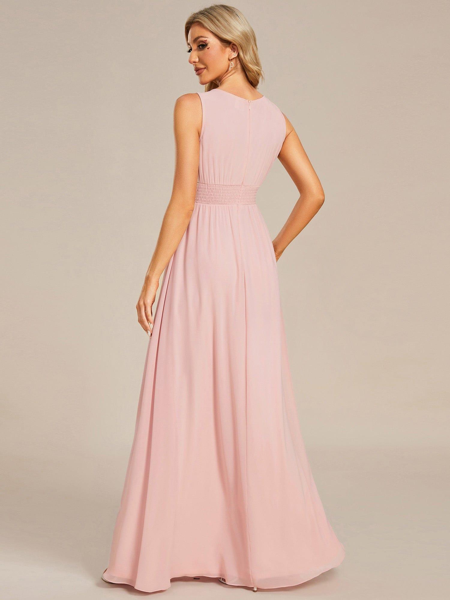 Chic Floor-length Sleeveless A-Line Chiffon Bridesmaid Dress