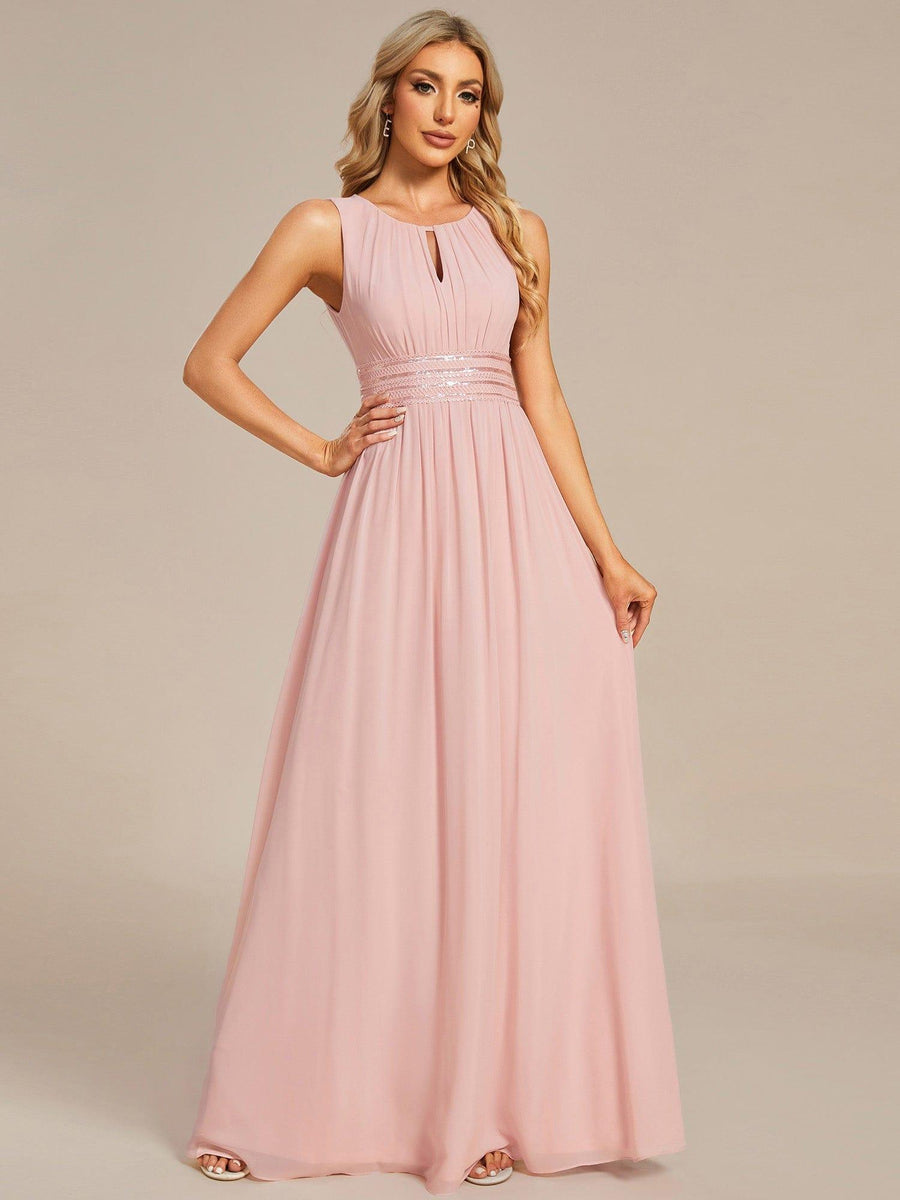 Chic Floor-length Sleeveless A-Line Chiffon Bridesmaid Dress