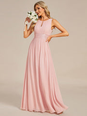 Chic Floor-length Sleeveless A-Line Chiffon Bridesmaid Dress