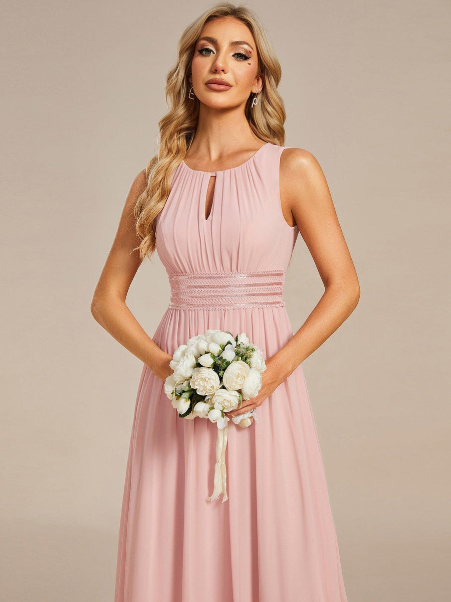 Chic Floor-length Sleeveless A-Line Chiffon Bridesmaid Dress