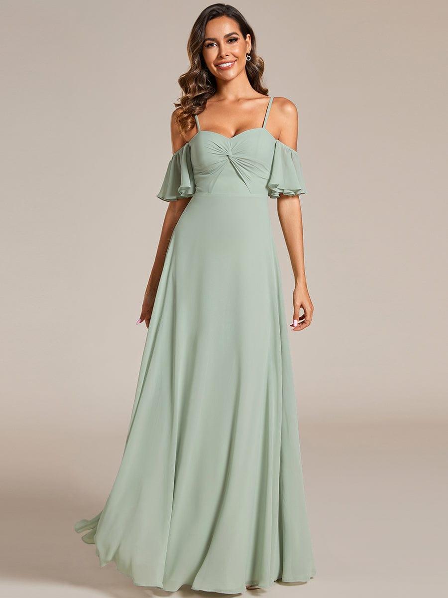 Elegant A-Line Sweetheart Chiffon Bridesmaid Dress with Spaghetti Straps