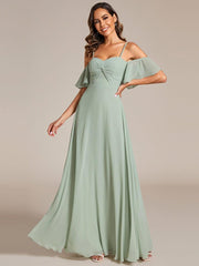 Elegant A-Line Sweetheart Chiffon Bridesmaid Dress with Spaghetti Straps