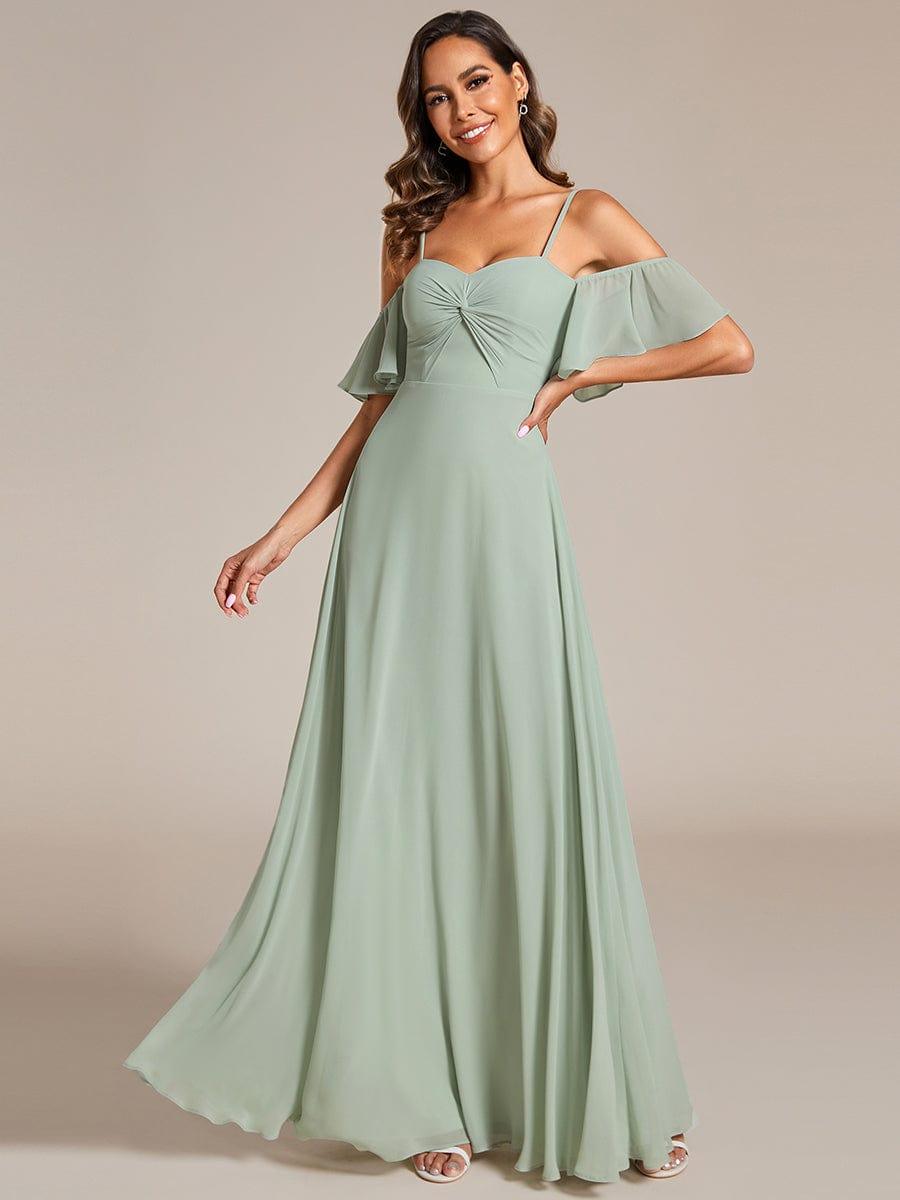 Elegant A-Line Sweetheart Chiffon Bridesmaid Dress with Spaghetti Straps