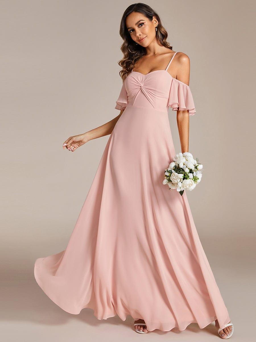 Elegant A-Line Sweetheart Chiffon Bridesmaid Dress with Spaghetti Straps