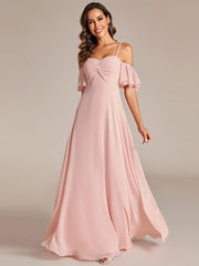 Elegant A-Line Sweetheart Chiffon Bridesmaid Dress with Spaghetti Straps