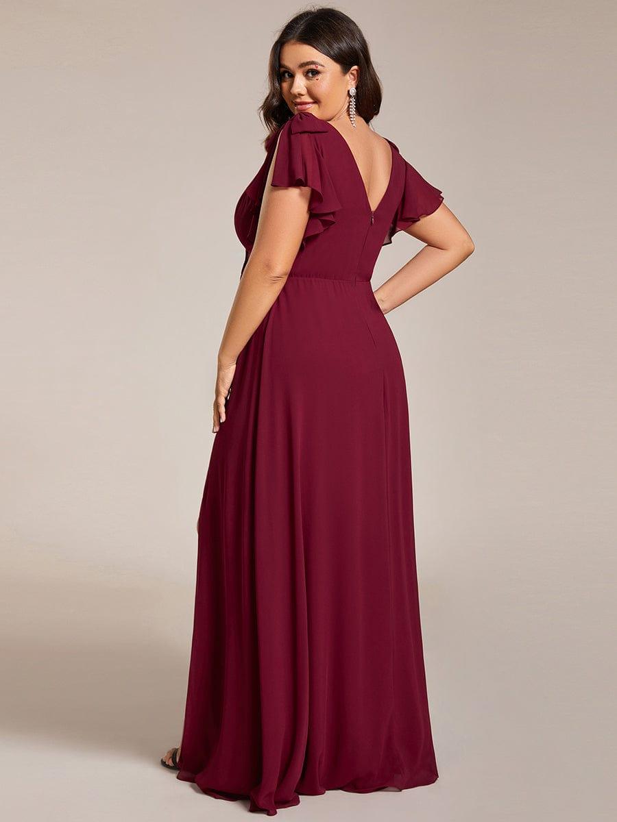 Elegant Plus Size Split Front A-Line Chiffon Bridesmaid Dress