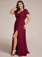 Elegant Plus Size Split Front A-Line Chiffon Bridesmaid Dress