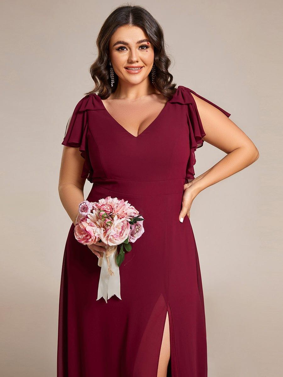 Elegant Plus Size Split Front A-Line Chiffon Bridesmaid Dress