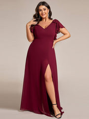 Elegant Plus Size Split Front A-Line Chiffon Bridesmaid Dress