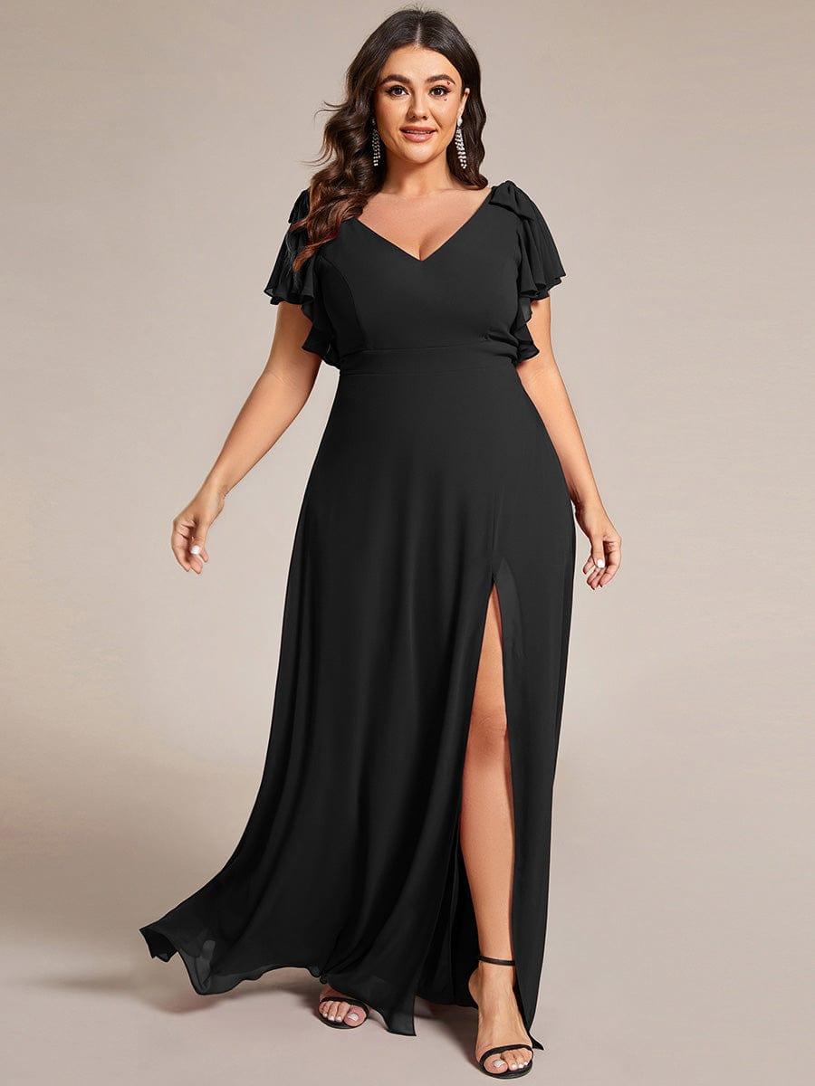 Elegant Plus Size Split Front A-Line Chiffon Bridesmaid Dress