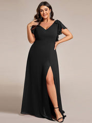 Elegant Plus Size Split Front A-Line Chiffon Bridesmaid Dress