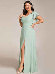 Elegant Plus Size Split Front A-Line Chiffon Bridesmaid Dress