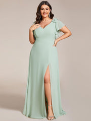 Elegant Plus Size Split Front A-Line Chiffon Bridesmaid Dress
