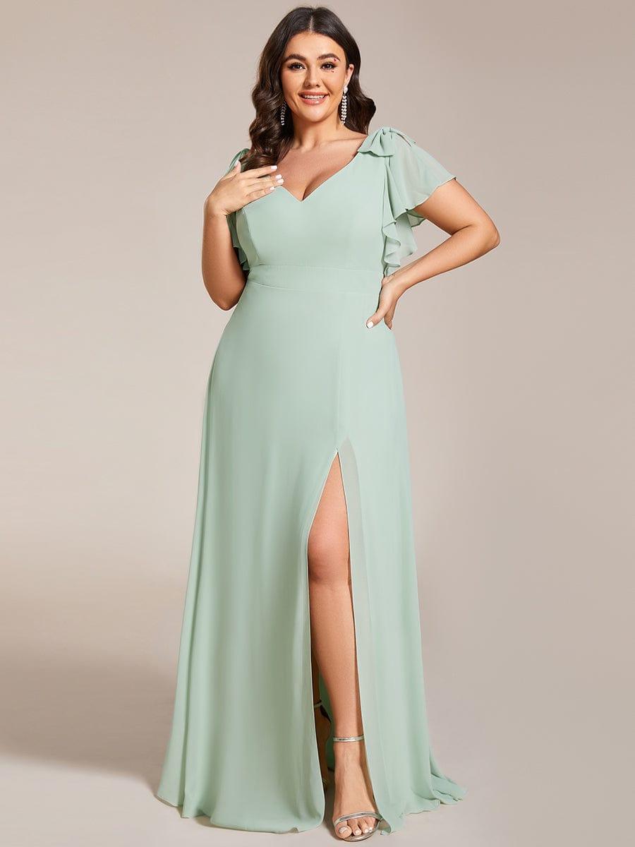 Elegant Plus Size Split Front A-Line Chiffon Bridesmaid Dress