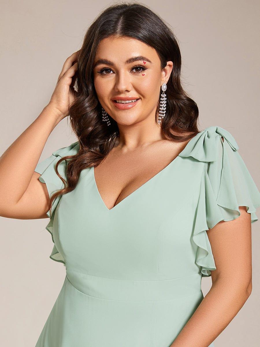Elegant Plus Size Split Front A-Line Chiffon Bridesmaid Dress