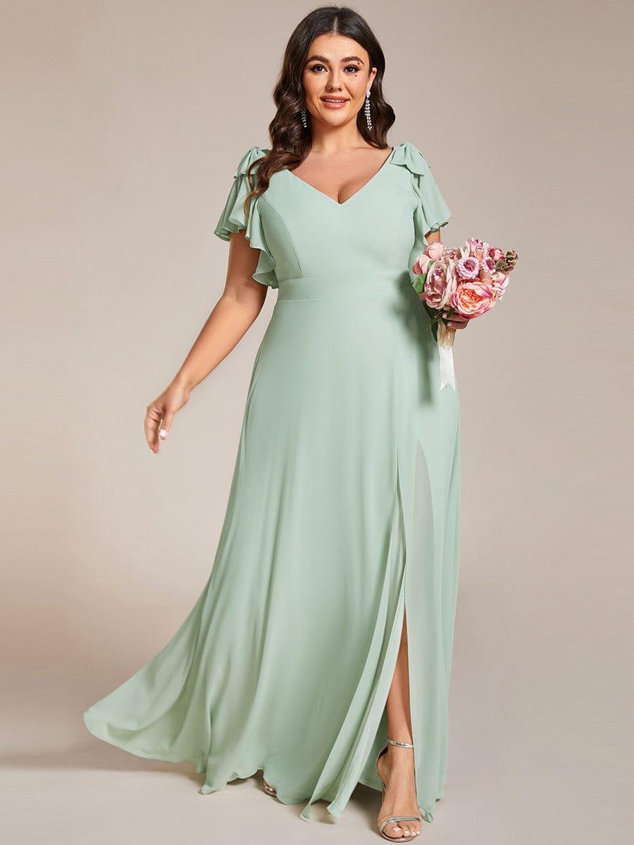 Elegant Plus Size Split Front A-Line Chiffon Bridesmaid Dress