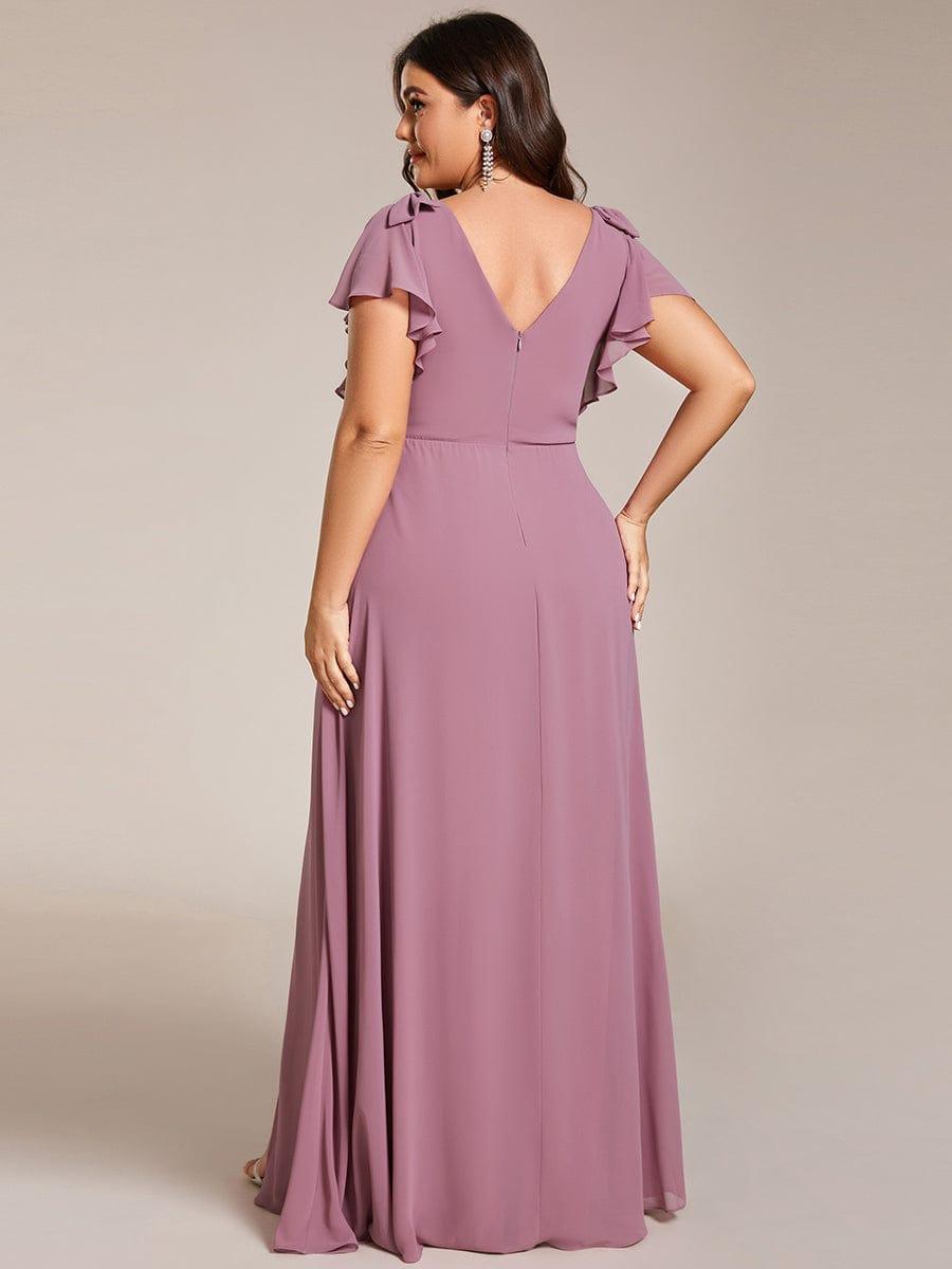 Elegant Plus Size Split Front A-Line Chiffon Bridesmaid Dress