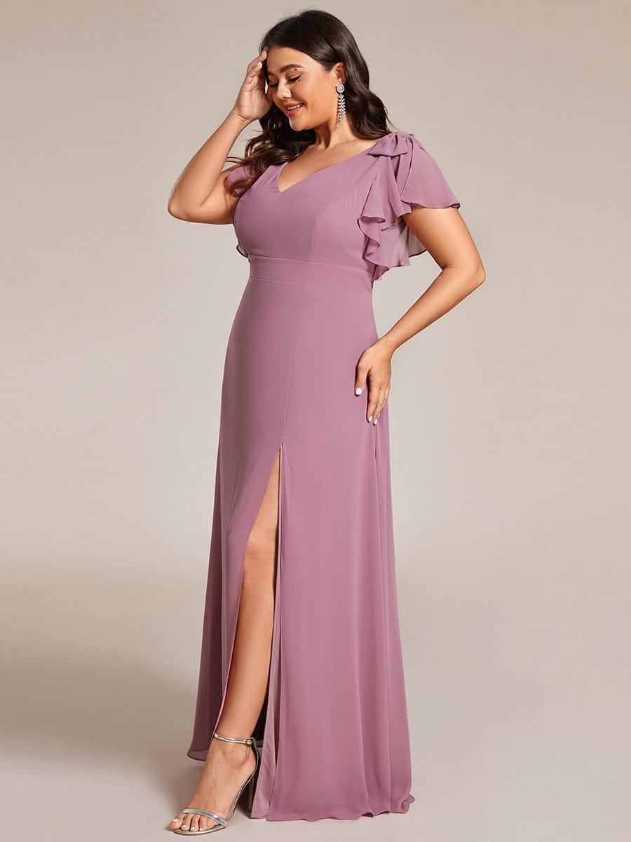 Elegant Plus Size Split Front A-Line Chiffon Bridesmaid Dress