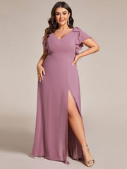 Elegant Plus Size Split Front A-Line Chiffon Bridesmaid Dress